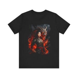 Flamebound Dragon Lady Warrior (Unisex Jersey Short Sleeve Tee)