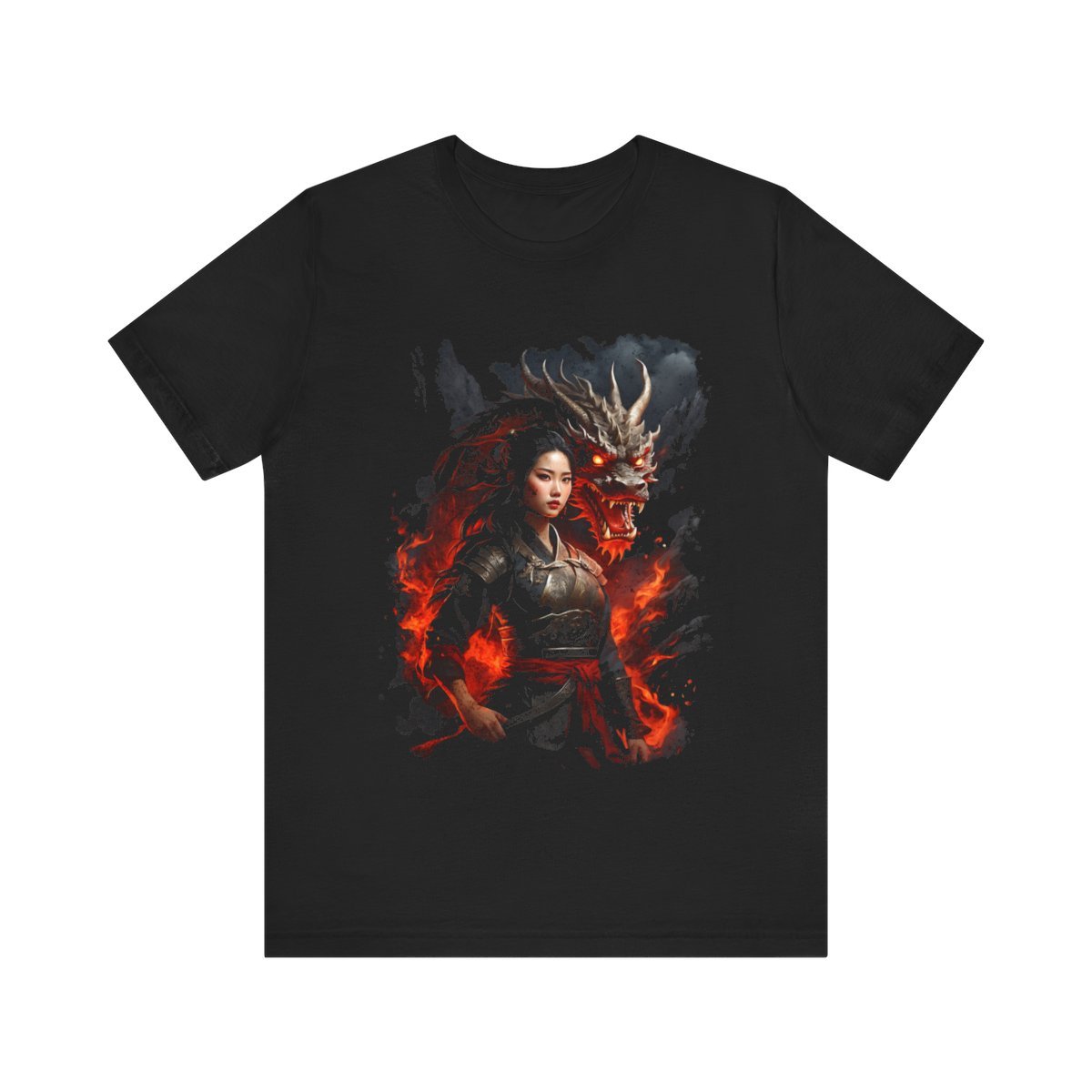 Flamebound Dragon Lady Warrior (Unisex Jersey Short Sleeve Tee)
