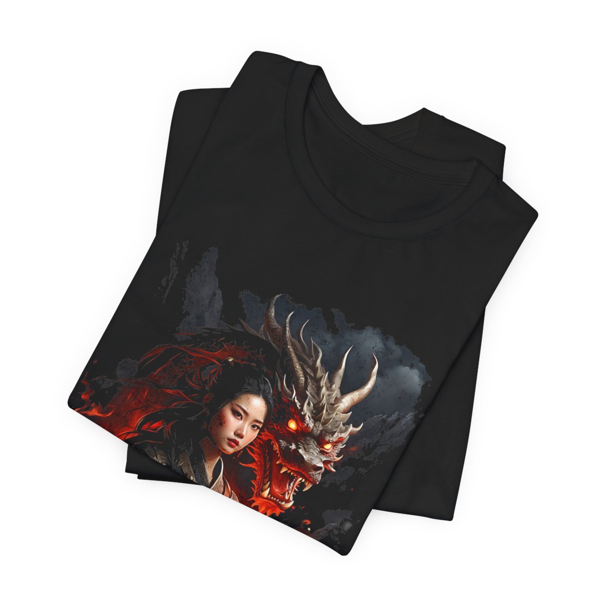 Flamebound Dragon Lady Warrior (Unisex Jersey Short Sleeve Tee) - Image 6