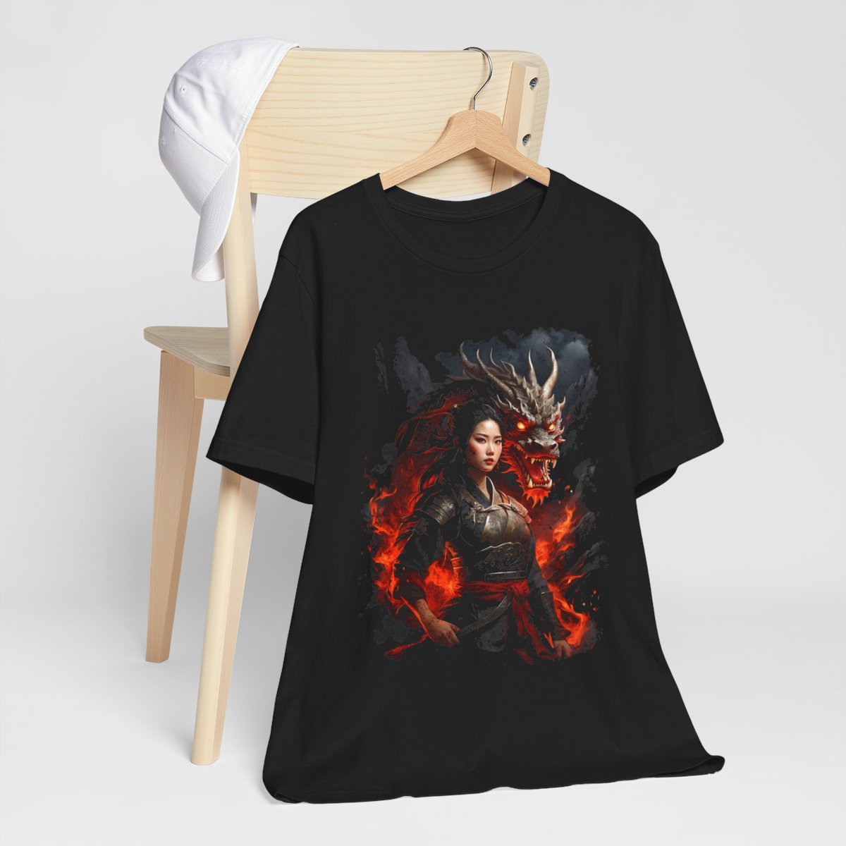 Flamebound Dragon Lady Warrior (Unisex Jersey Short Sleeve Tee) - Image 9