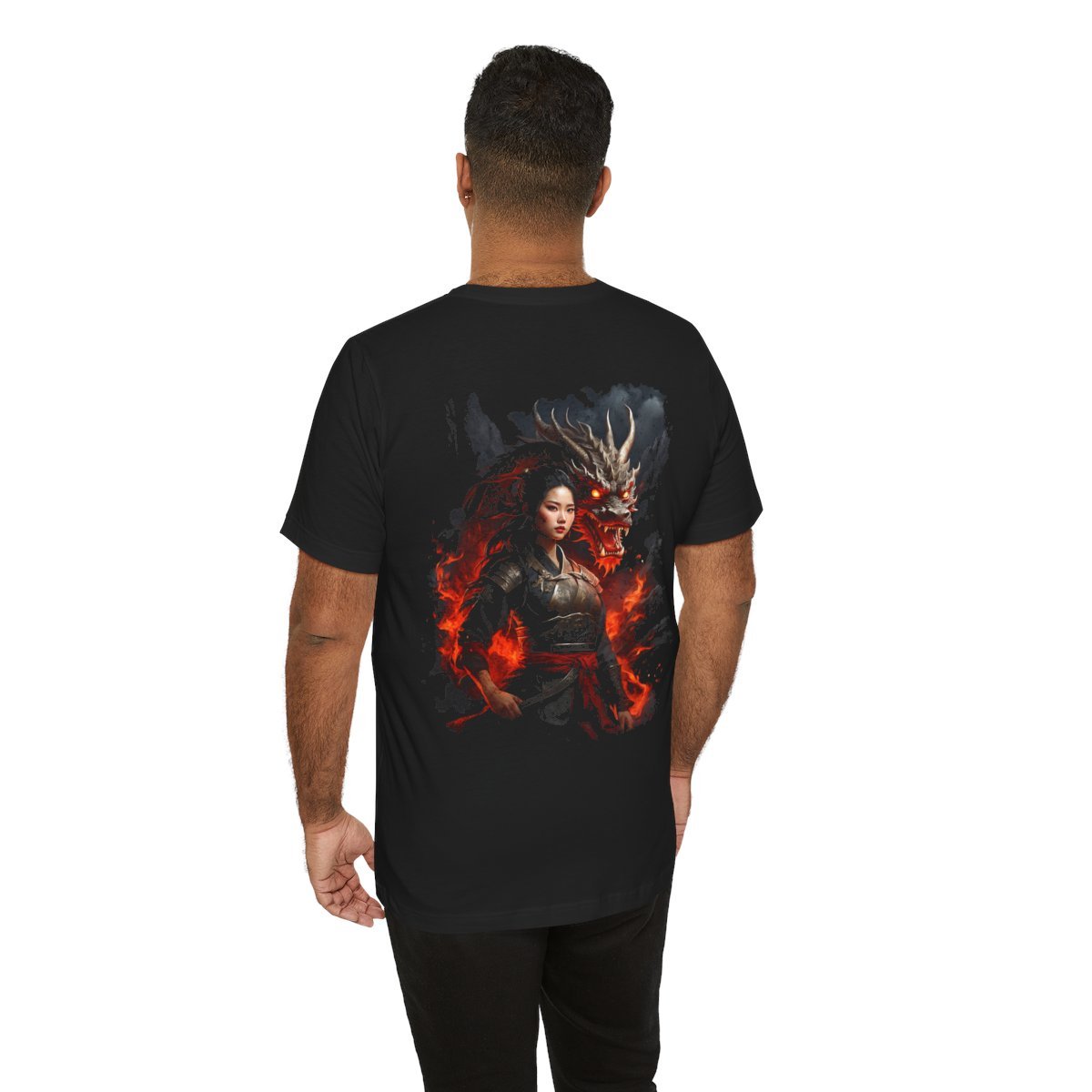 Flamebound Dragon Lady Warrior (Unisex Jersey Short Sleeve Tee) - Image 17