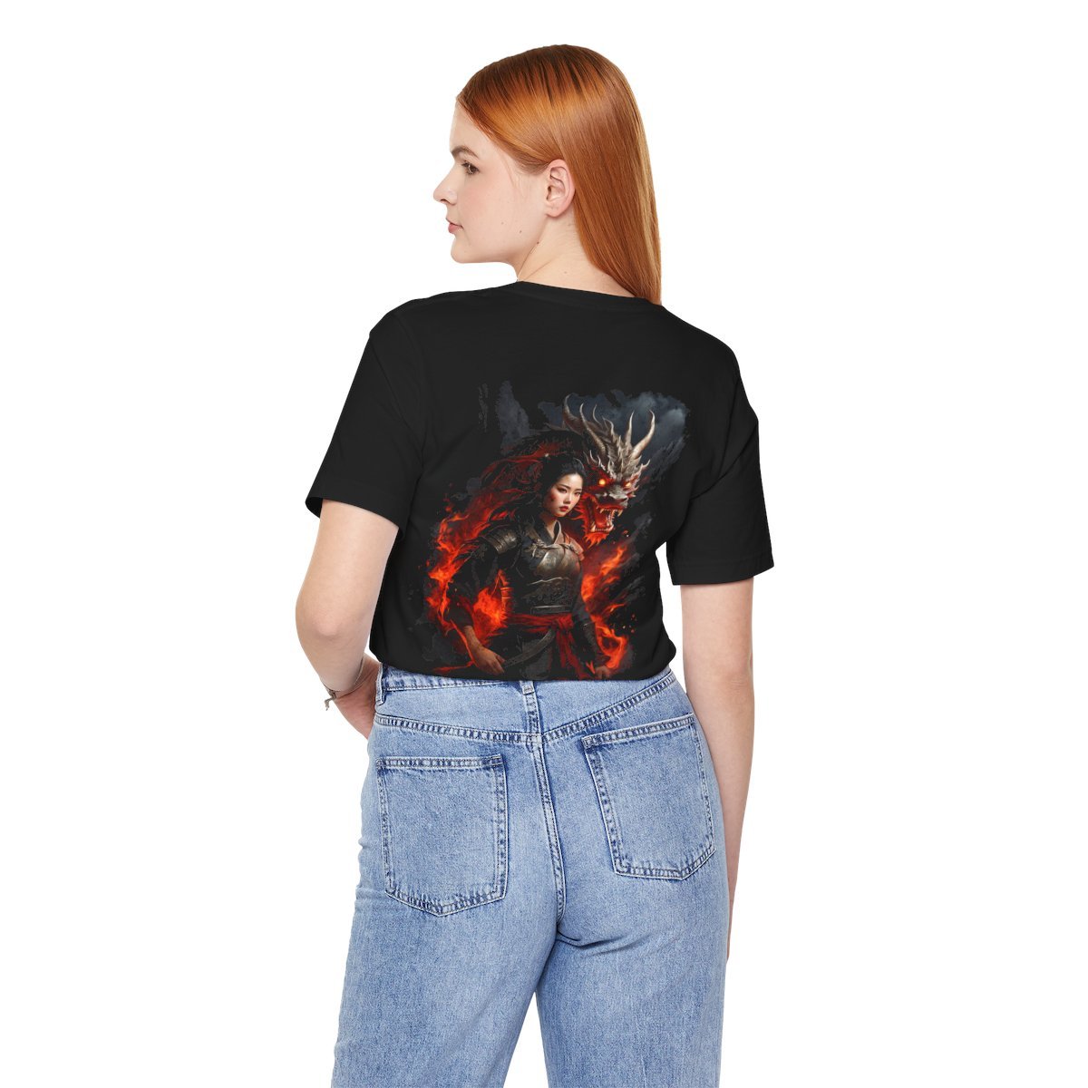 Flamebound Dragon Lady Warrior (Unisex Jersey Short Sleeve Tee) - Image 19