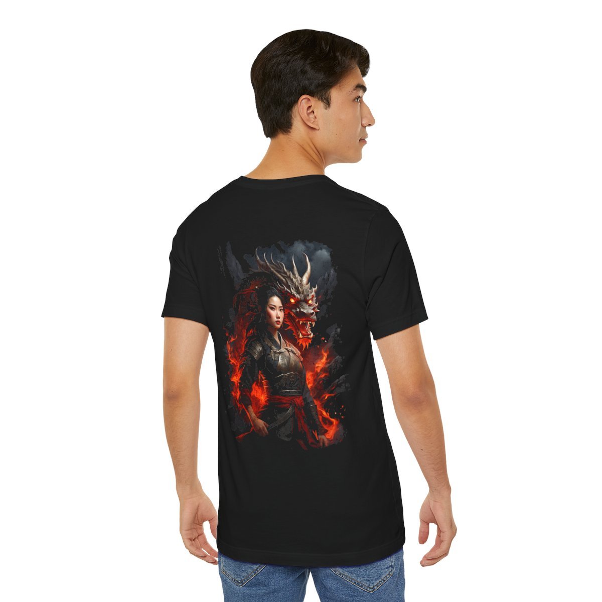 Flamebound Dragon Lady Warrior (Unisex Jersey Short Sleeve Tee) - Image 21