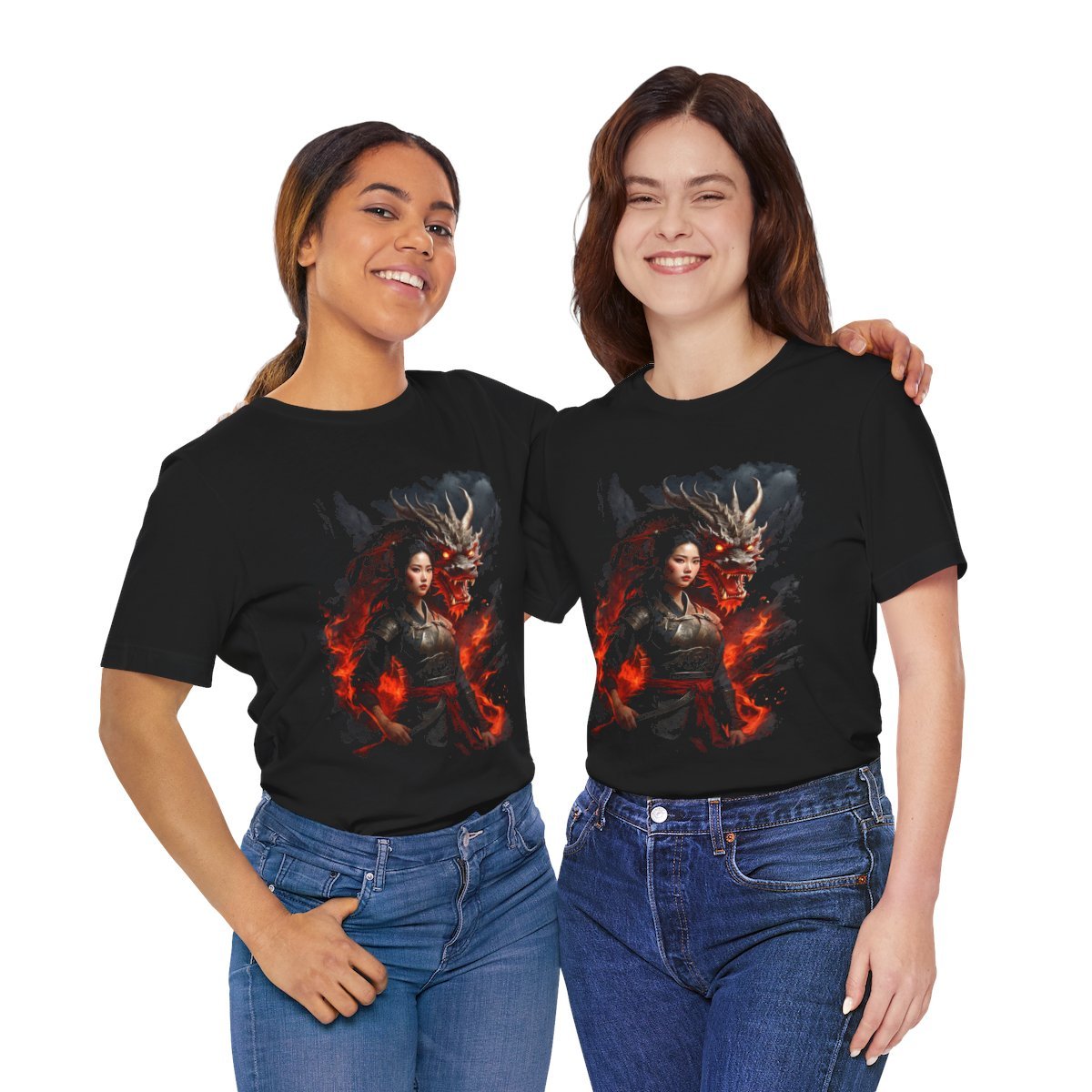 Flamebound Dragon Lady Warrior (Unisex Jersey Short Sleeve Tee) - Image 27