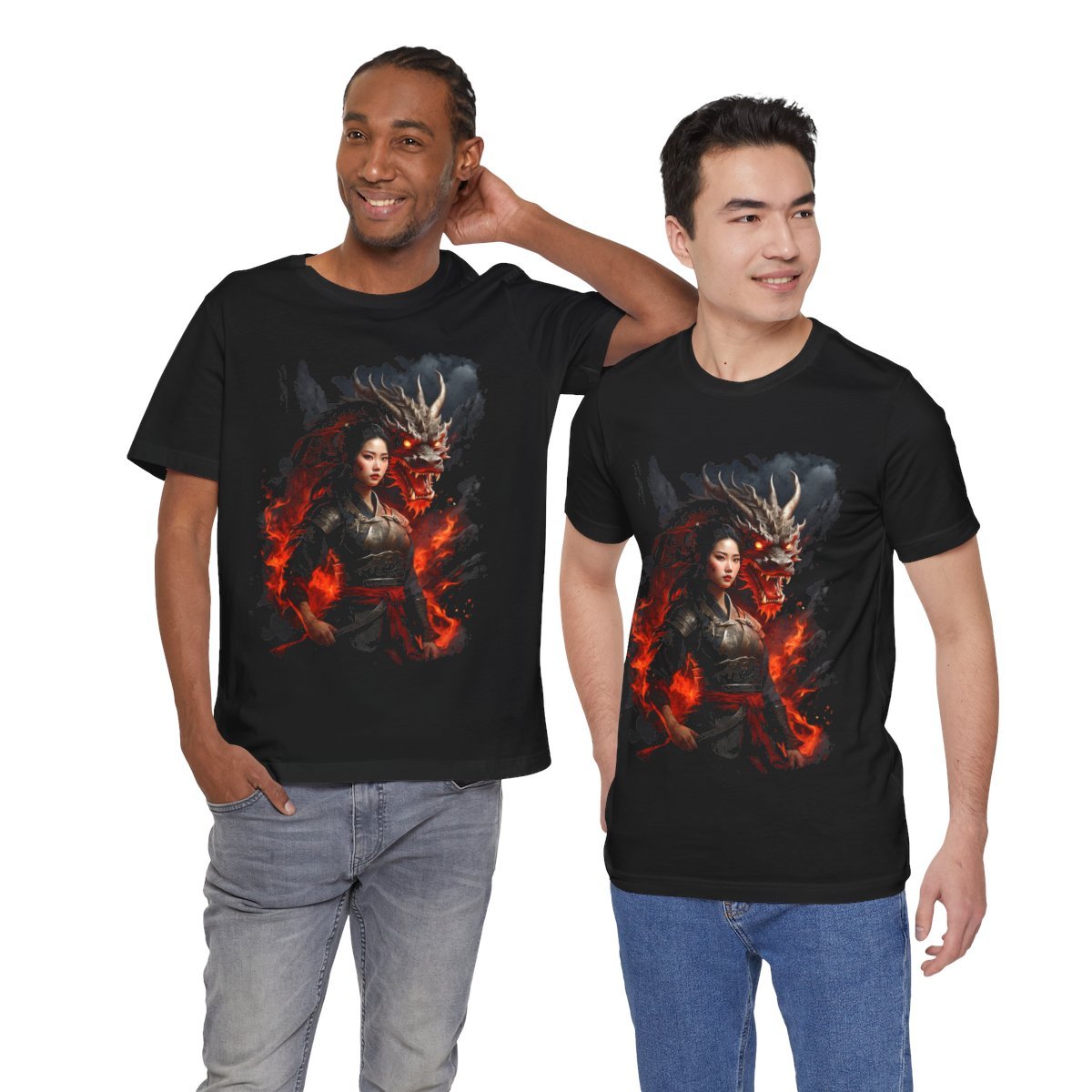 Flamebound Dragon Lady Warrior (Unisex Jersey Short Sleeve Tee) - Image 28