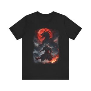 Demon Samurai Warrior under a Blood Moon (Unisex Jersey Short Sleeve Tee)