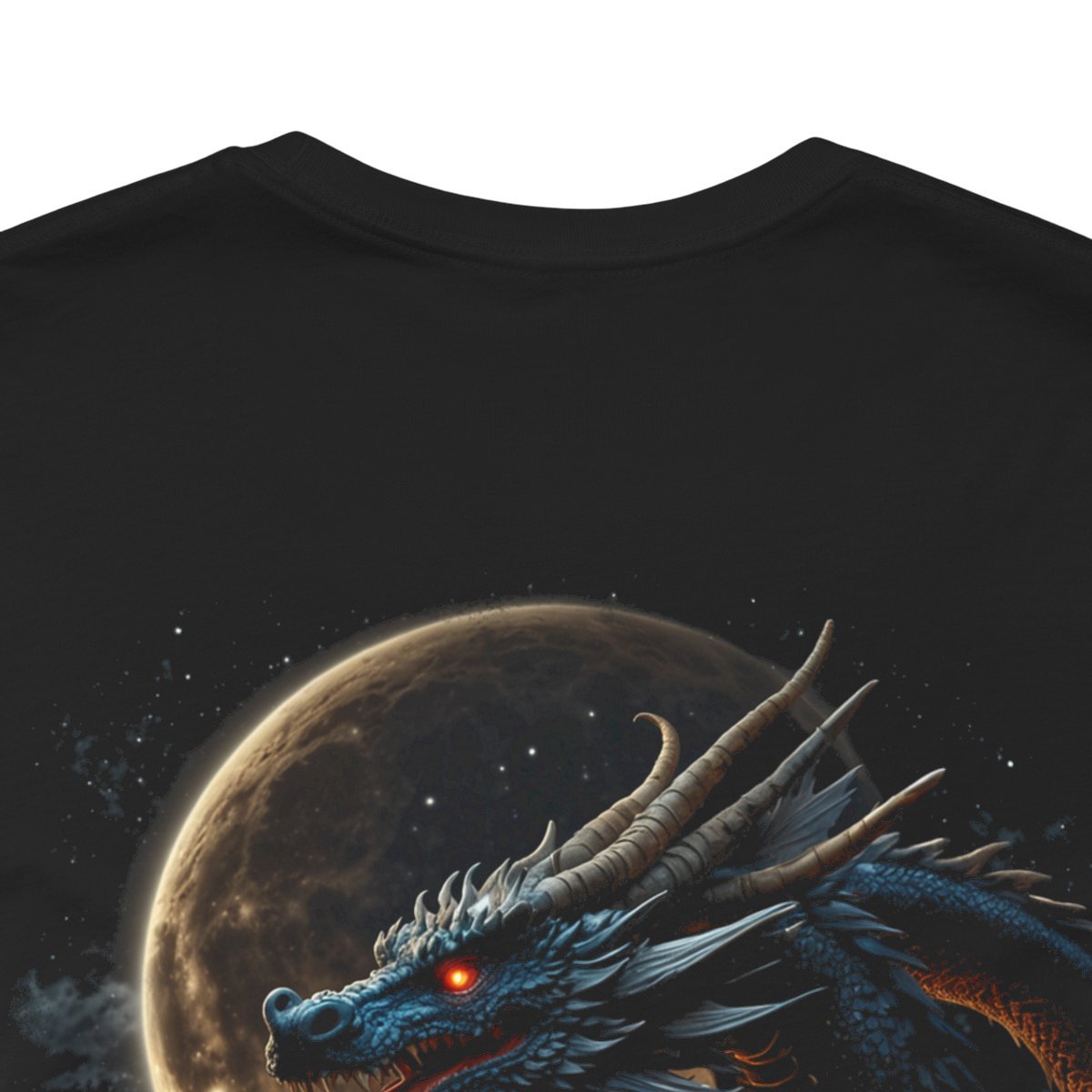Golden Dragon flying over a silvery Full Moon (Unisex Jersey Short Sleeve Tee) - Image 11