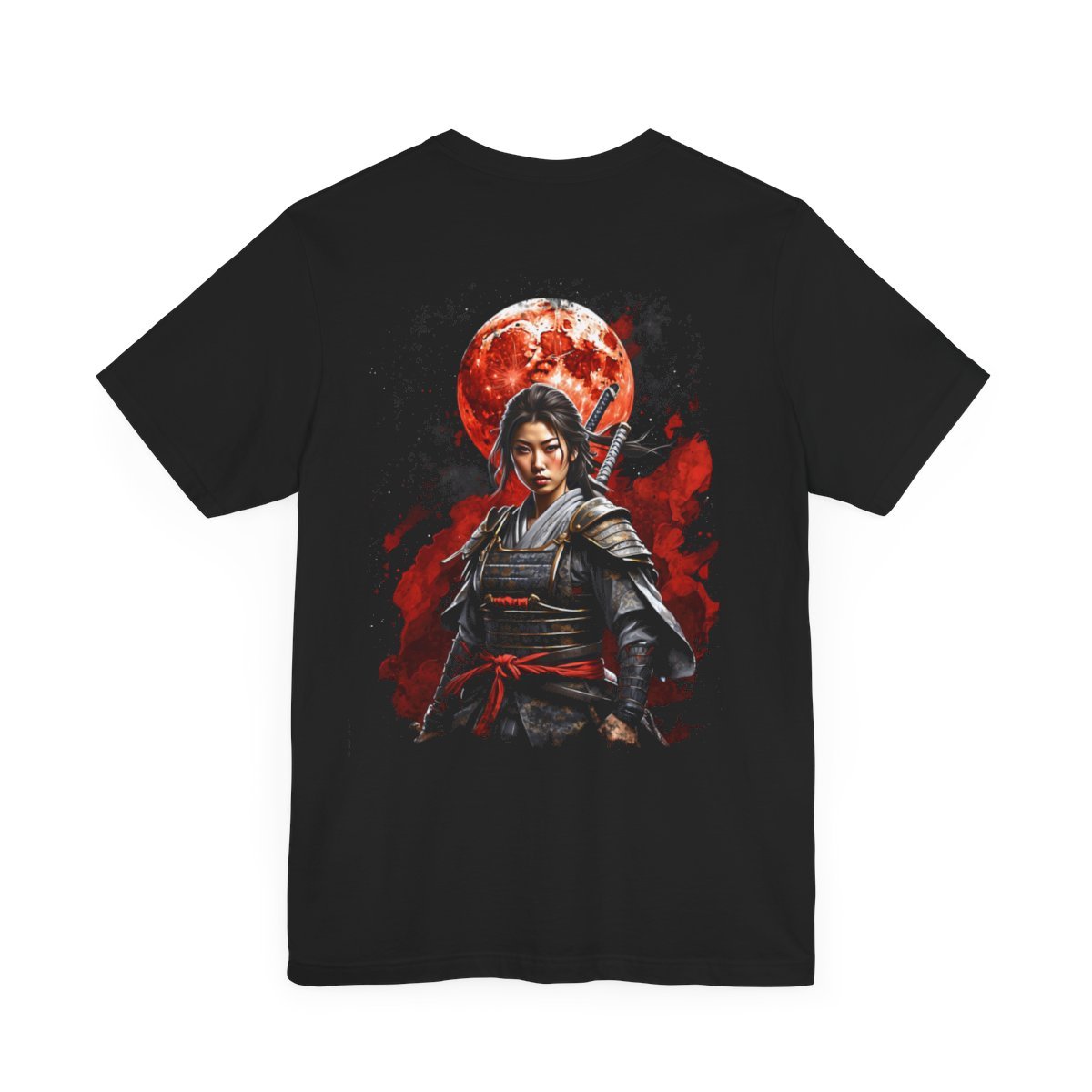Samurai Woman Warrior of the Blood Red Moon (Unisex Jersey Short Sleeve Tee) - Image 5
