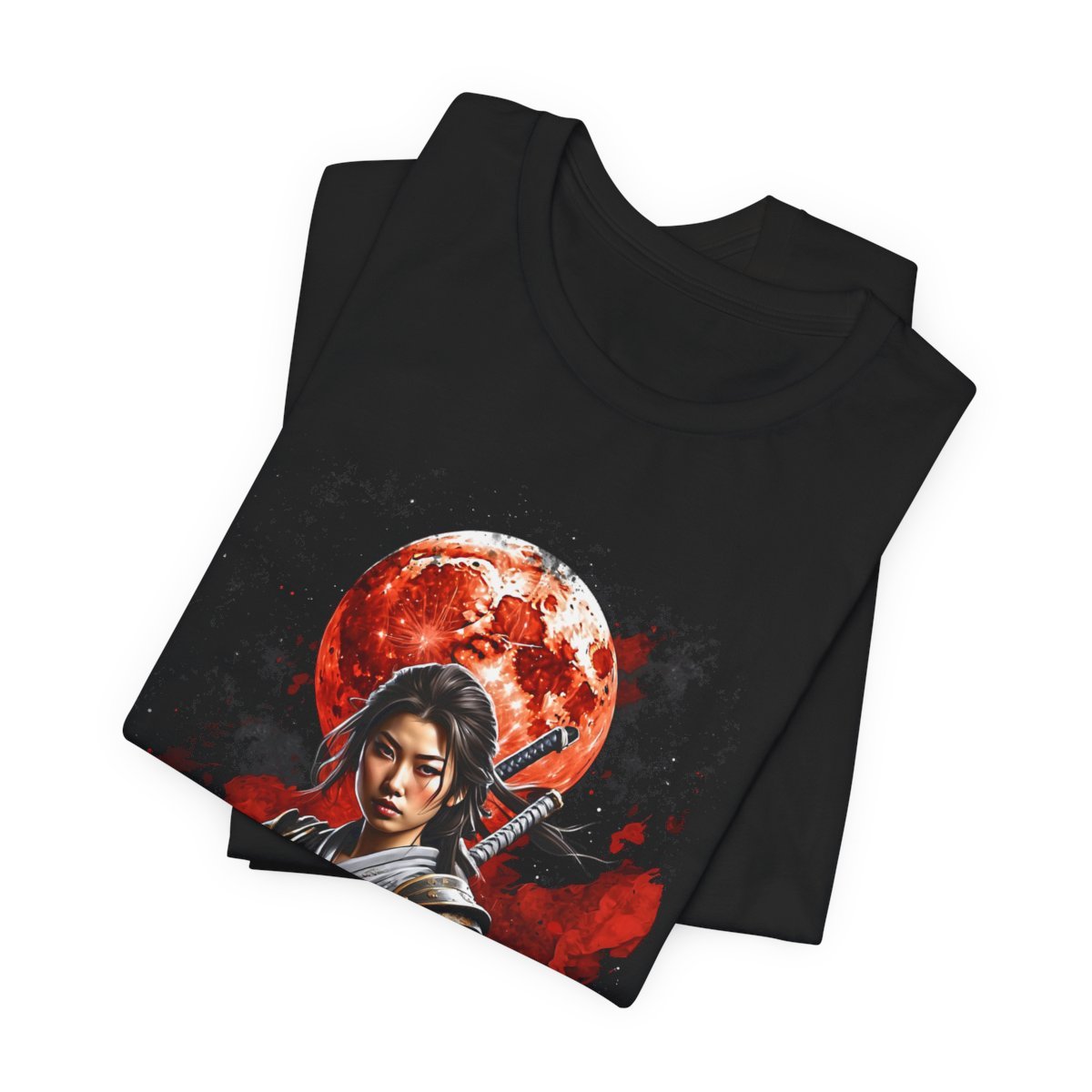 Samurai Woman Warrior of the Blood Red Moon (Unisex Jersey Short Sleeve Tee) - Image 6