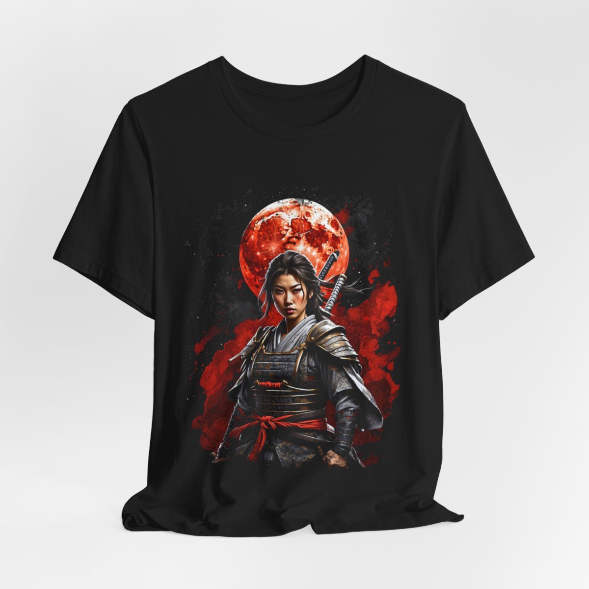 Samurai Woman Warrior of the Blood Red Moon (Unisex Jersey Short Sleeve Tee) - Image 7