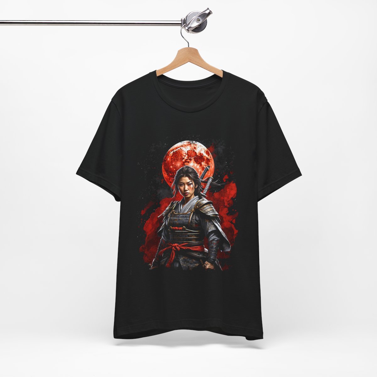 Samurai Woman Warrior of the Blood Red Moon (Unisex Jersey Short Sleeve Tee) - Image 8