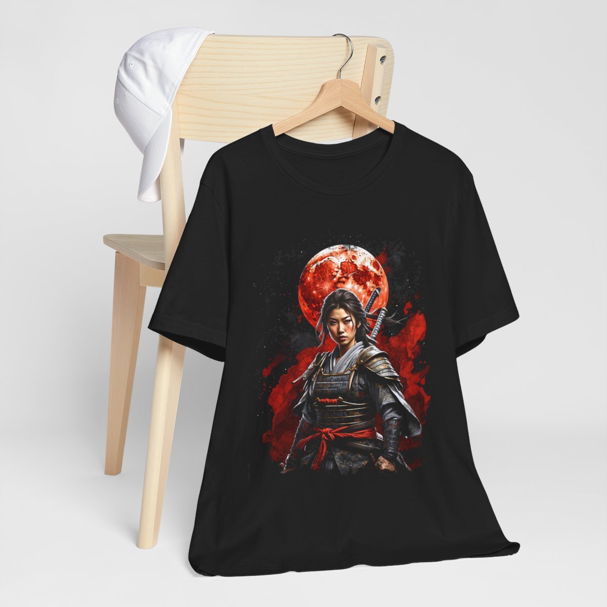 Samurai Woman Warrior of the Blood Red Moon (Unisex Jersey Short Sleeve Tee) - Image 9