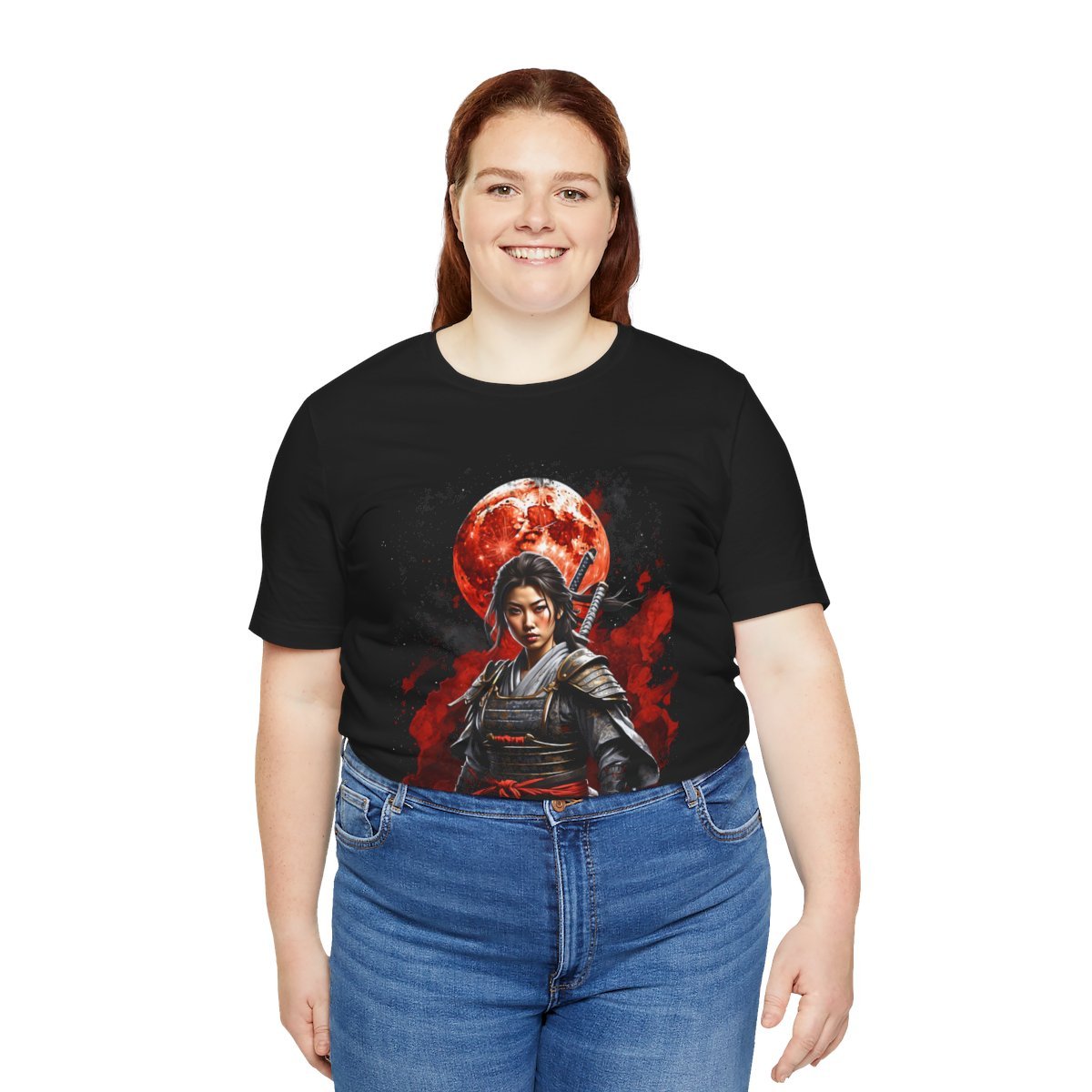 Samurai Woman Warrior of the Blood Red Moon (Unisex Jersey Short Sleeve Tee) - Image 15