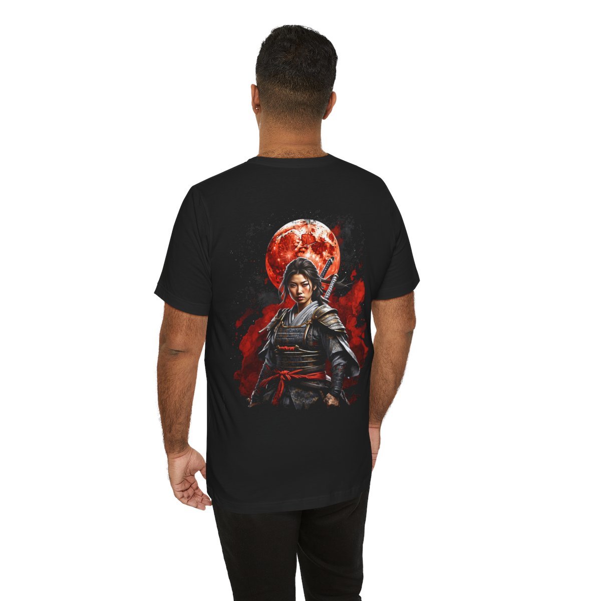 Samurai Woman Warrior of the Blood Red Moon (Unisex Jersey Short Sleeve Tee) - Image 17