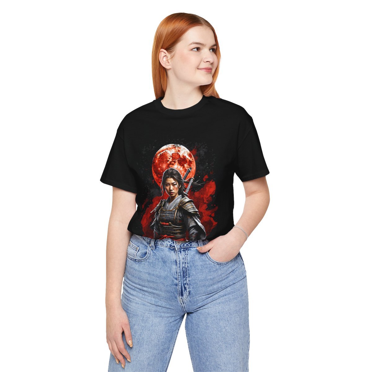 Samurai Woman Warrior of the Blood Red Moon (Unisex Jersey Short Sleeve Tee) - Image 18