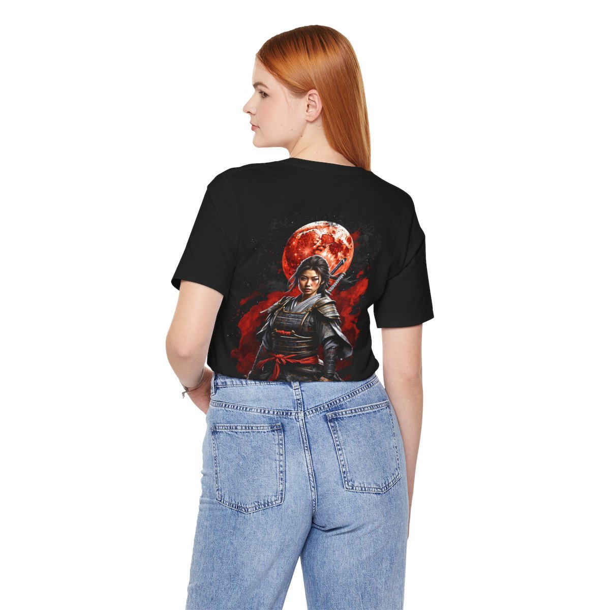 Samurai Woman Warrior of the Blood Red Moon (Unisex Jersey Short Sleeve Tee) - Image 19