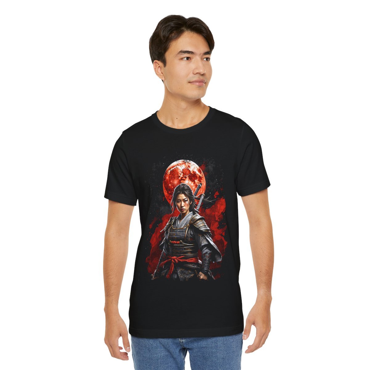 Samurai Woman Warrior of the Blood Red Moon (Unisex Jersey Short Sleeve Tee) - Image 20
