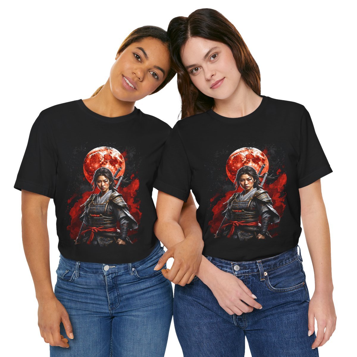 Samurai Woman Warrior of the Blood Red Moon (Unisex Jersey Short Sleeve Tee) - Image 26