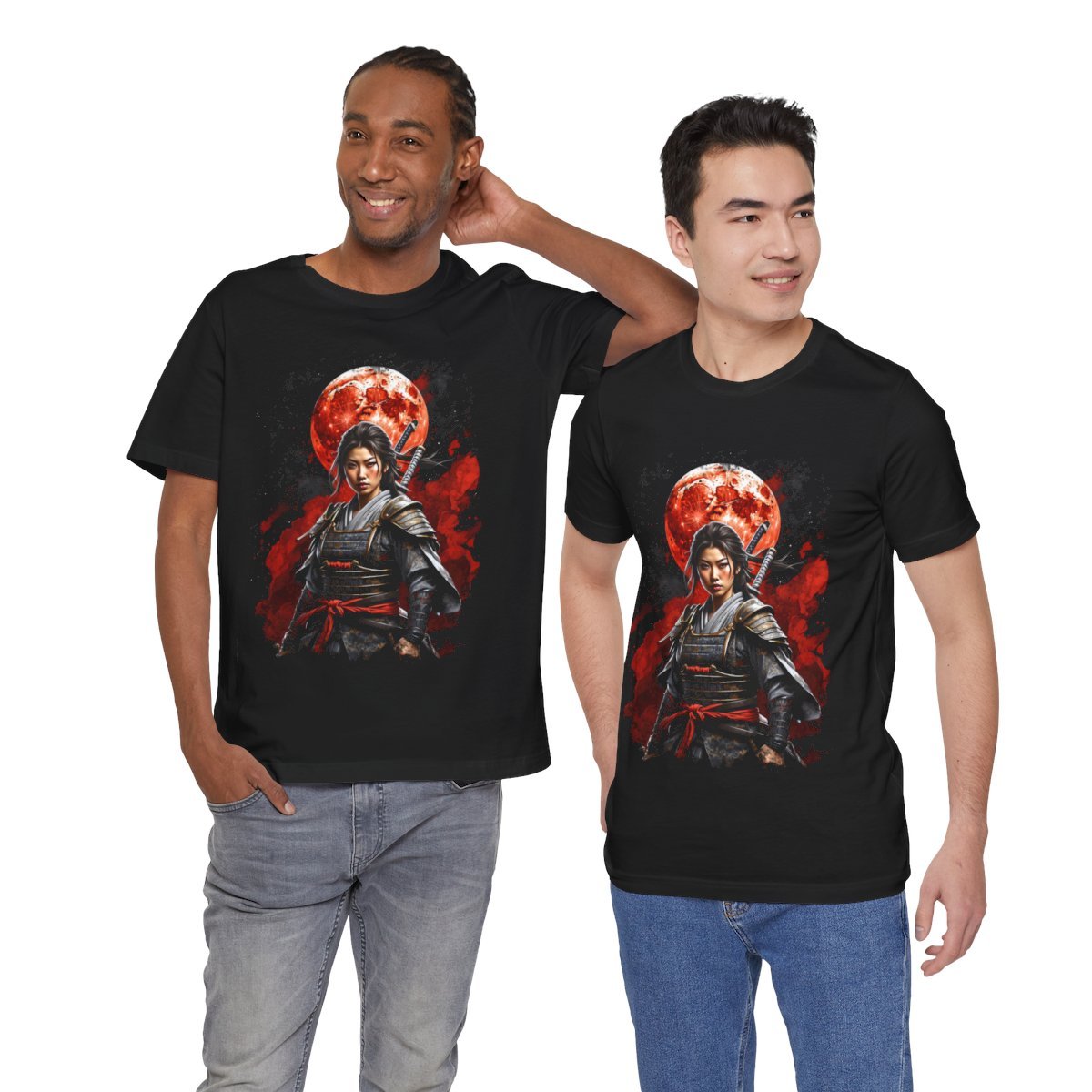 Samurai Woman Warrior of the Blood Red Moon (Unisex Jersey Short Sleeve Tee) - Image 28