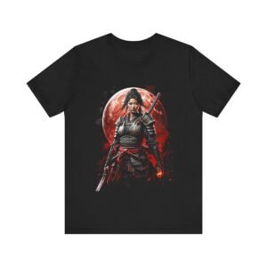 Samurai Woman Warrior of the Blood Moon of Unisex Jersey Short Sleeve Tee