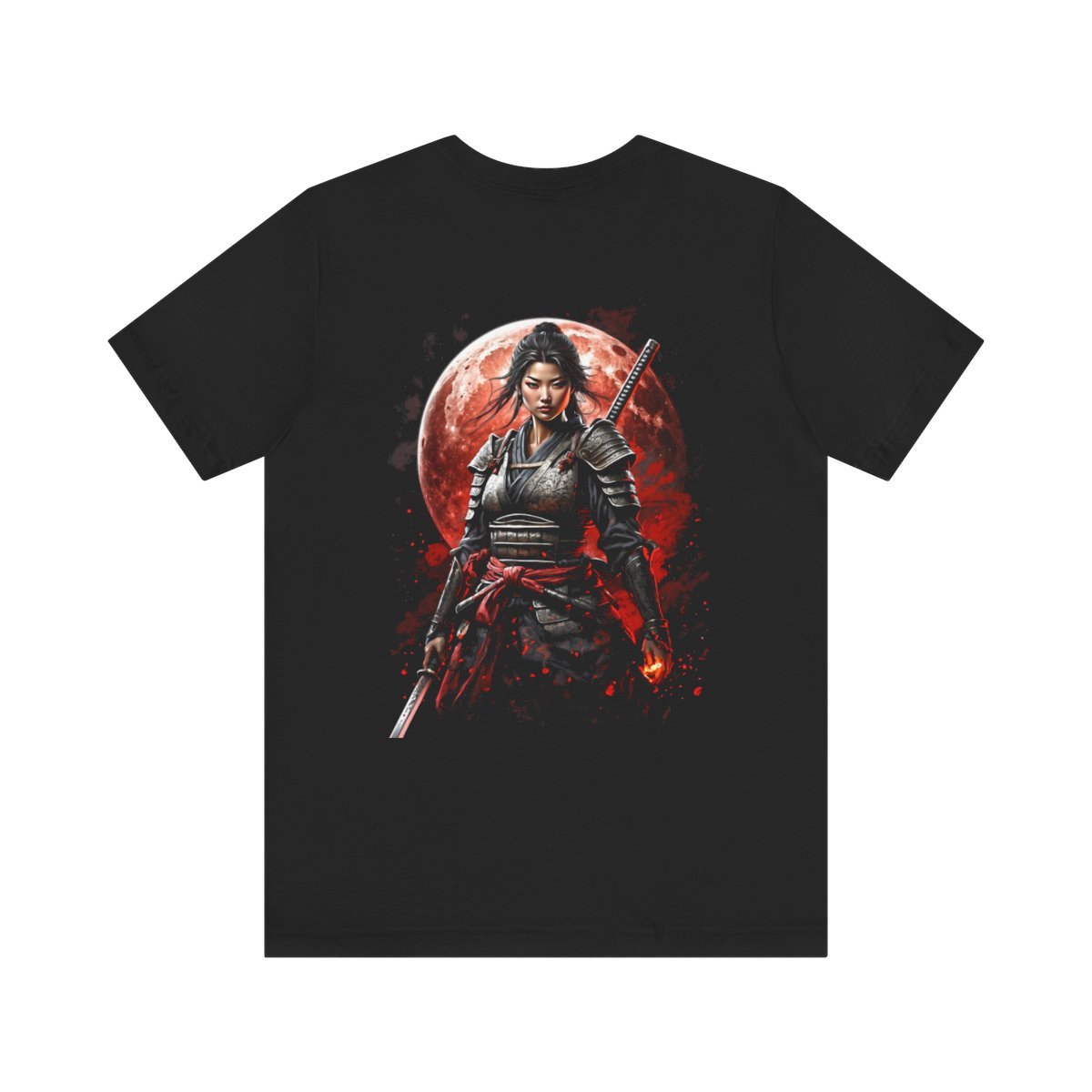 Samurai Woman Warrior of the Blood Moon of Unisex Jersey Short Sleeve Tee - Image 3