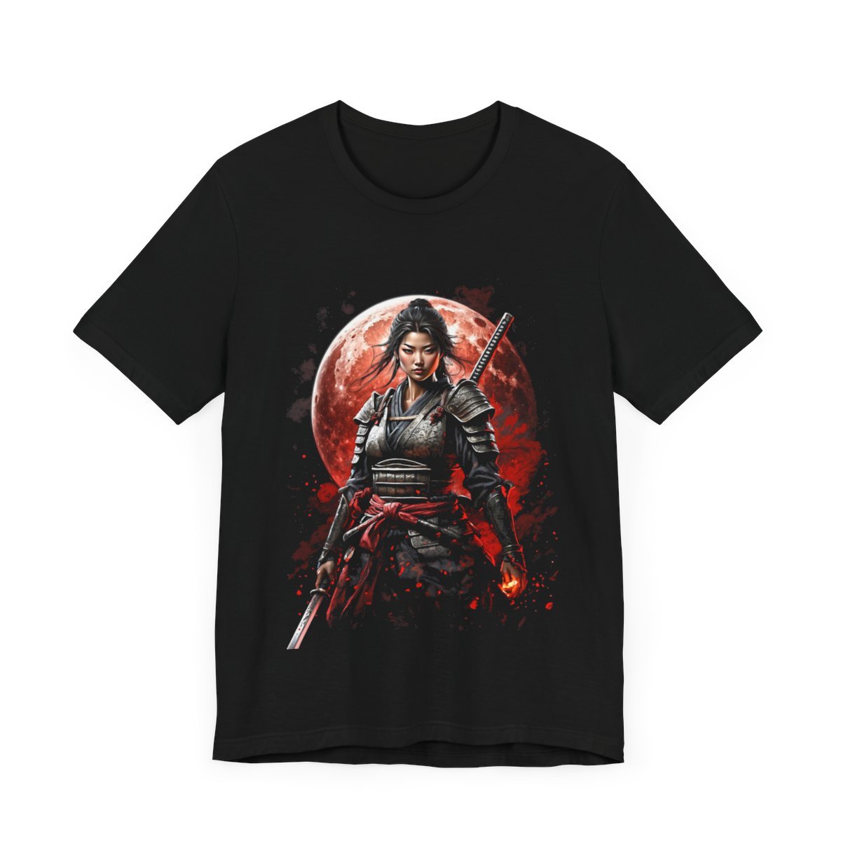 Samurai Woman Warrior of the Blood Moon of Unisex Jersey Short Sleeve Tee - Image 4