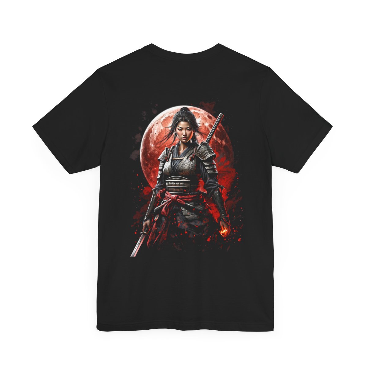 Samurai Woman Warrior of the Blood Moon of Unisex Jersey Short Sleeve Tee - Image 5