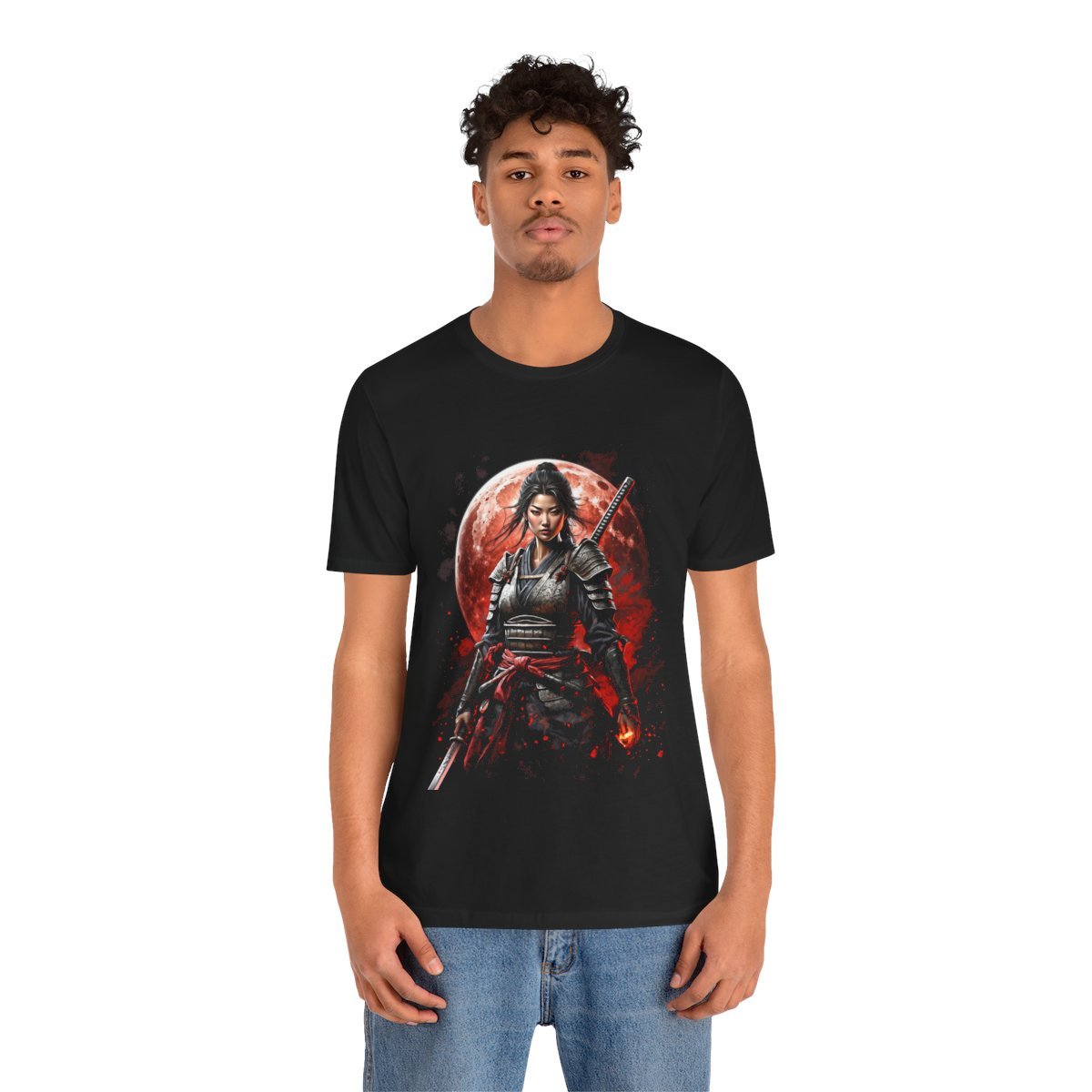 Samurai Woman Warrior of the Blood Moon of Unisex Jersey Short Sleeve Tee - Image 12