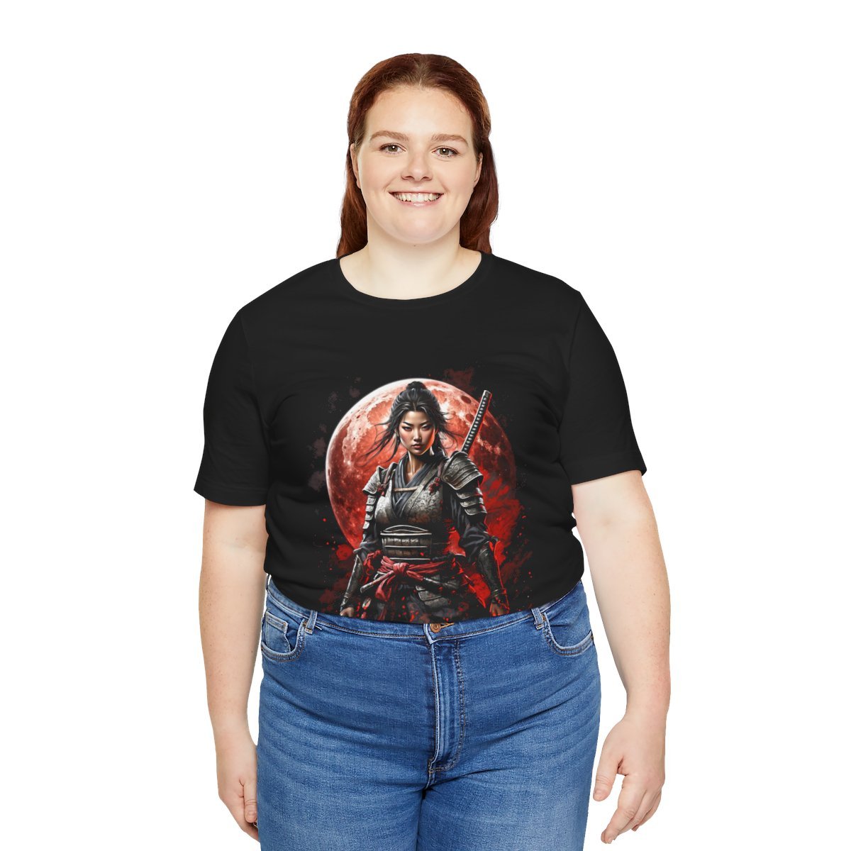 Samurai Woman Warrior of the Blood Moon of Unisex Jersey Short Sleeve Tee - Image 15