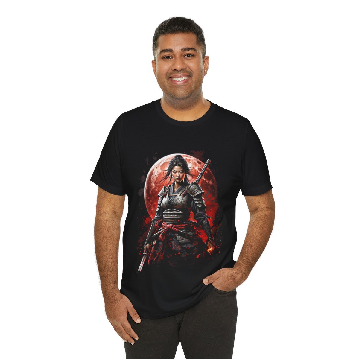 Samurai Woman Warrior of the Blood Moon of Unisex Jersey Short Sleeve Tee - Image 16