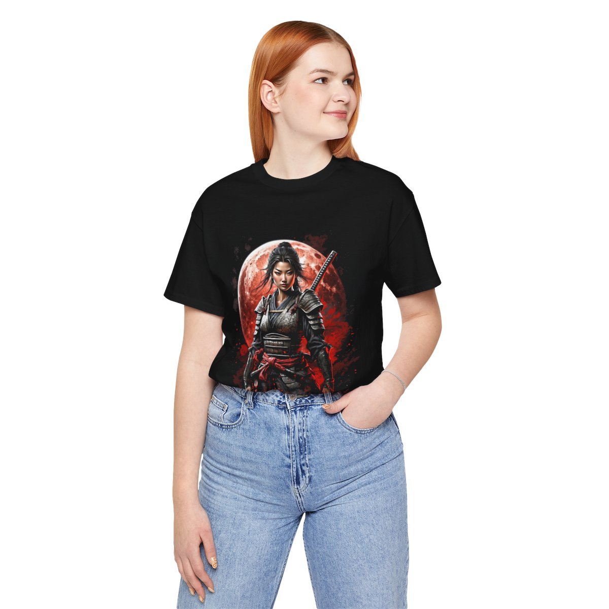 Samurai Woman Warrior of the Blood Moon of Unisex Jersey Short Sleeve Tee - Image 18