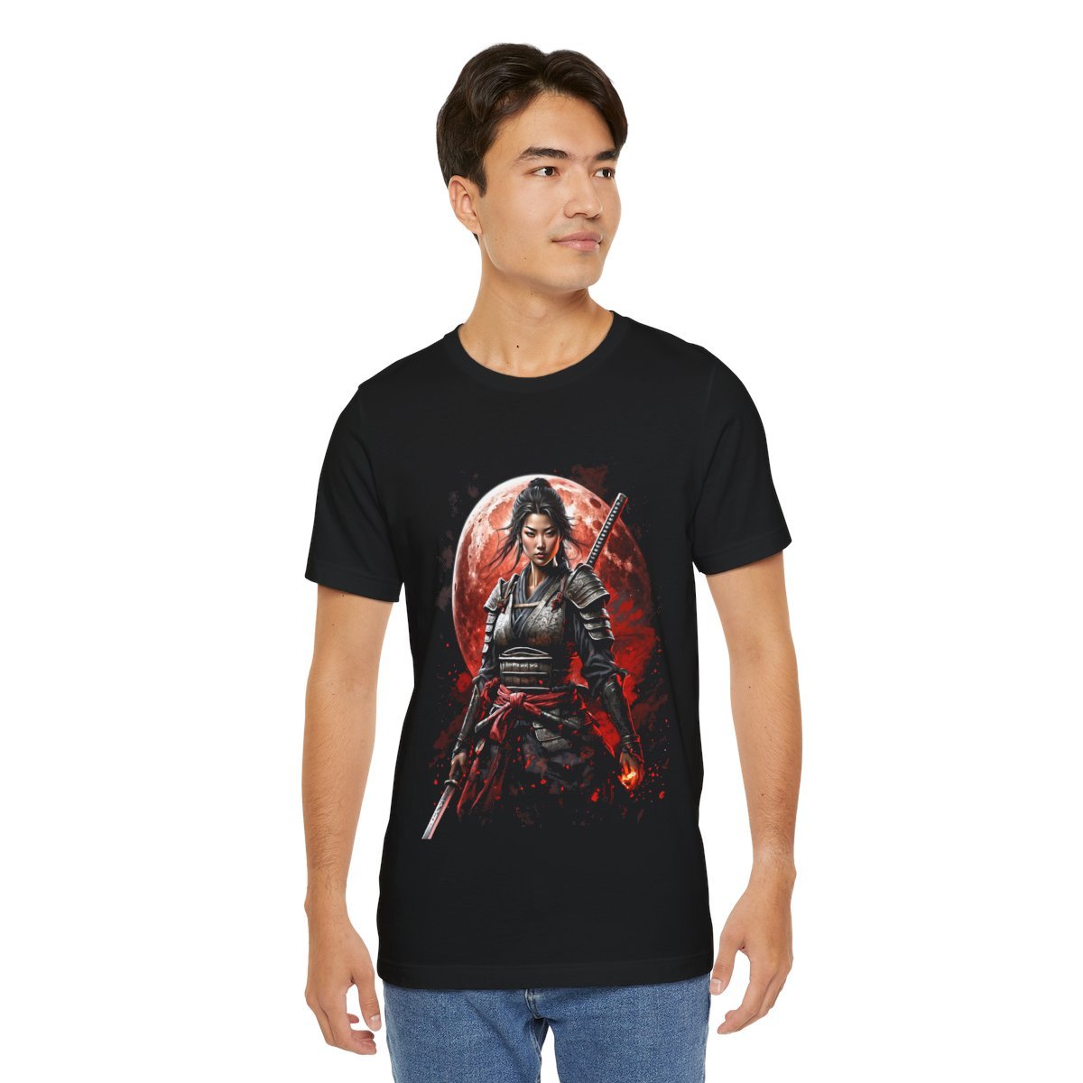 Samurai Woman Warrior of the Blood Moon of Unisex Jersey Short Sleeve Tee - Image 20