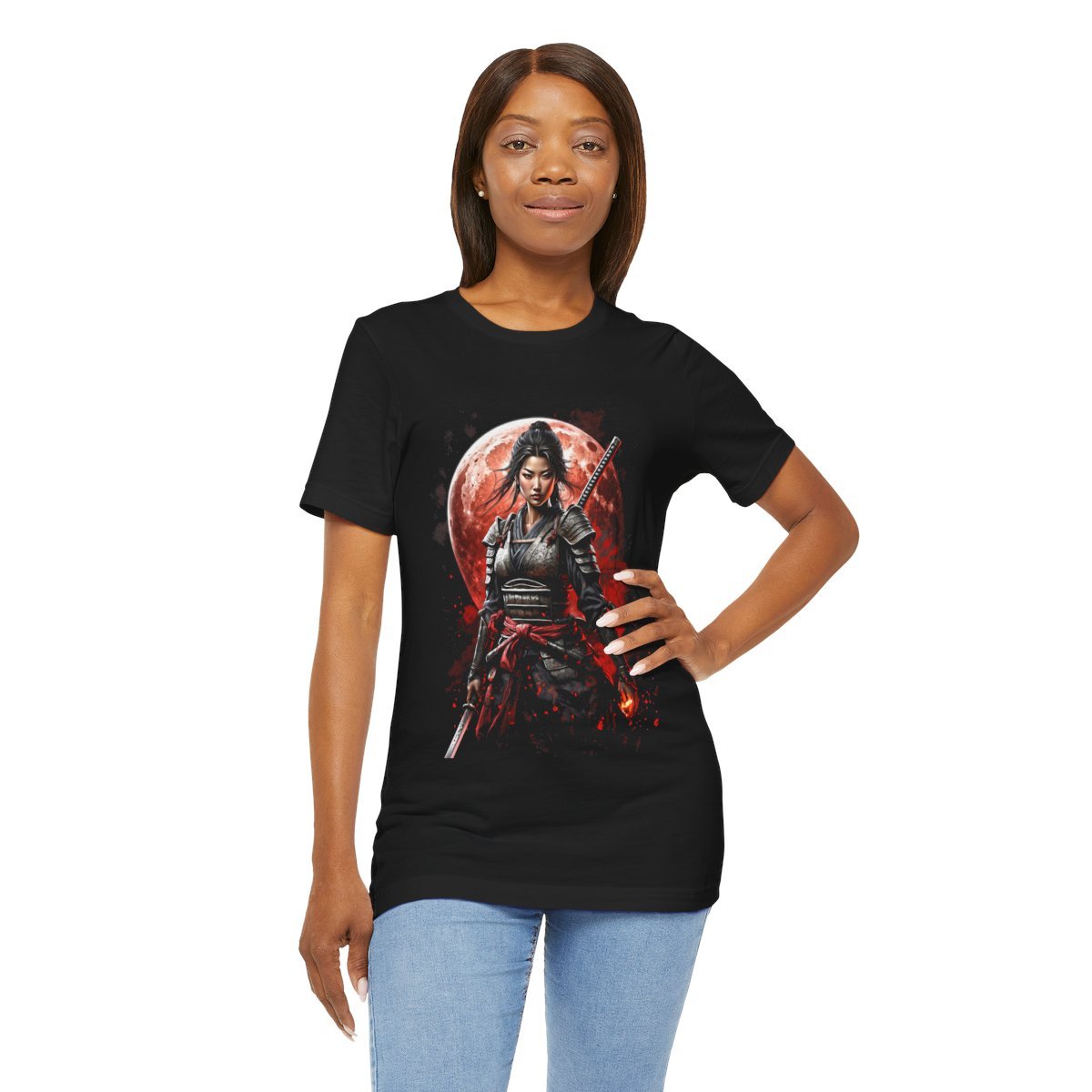 Samurai Woman Warrior of the Blood Moon of Unisex Jersey Short Sleeve Tee - Image 22
