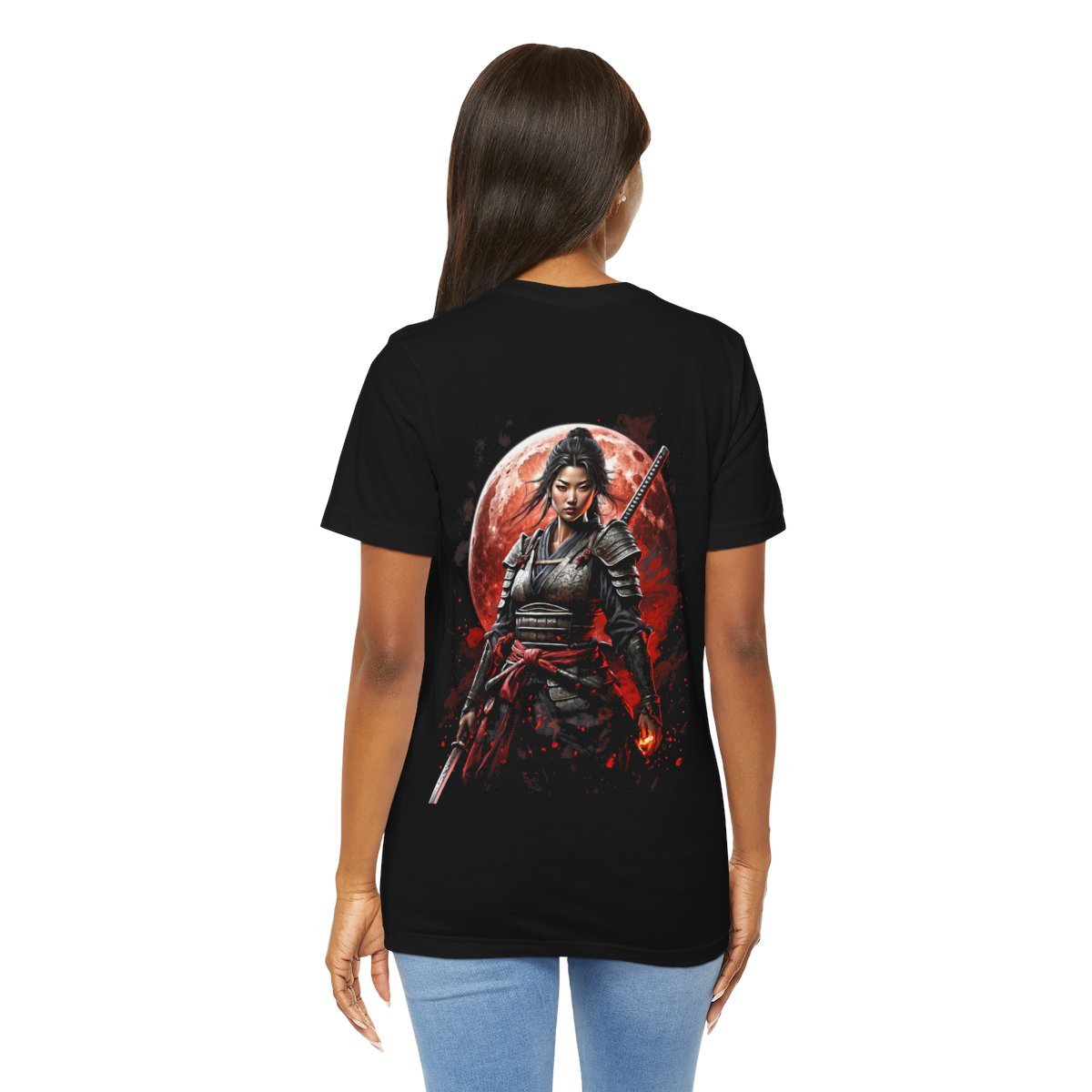 Samurai Woman Warrior of the Blood Moon of Unisex Jersey Short Sleeve Tee - Image 23