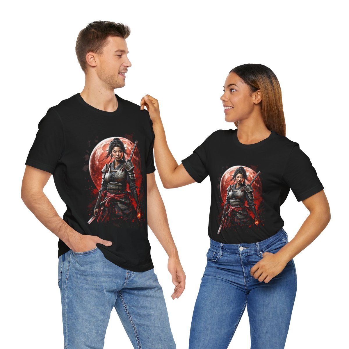 Samurai Woman Warrior of the Blood Moon of Unisex Jersey Short Sleeve Tee - Image 25