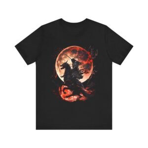 Dragon Rider Riding Across a Blood red Moon Unisex Jersey Short Sleeve Tee
