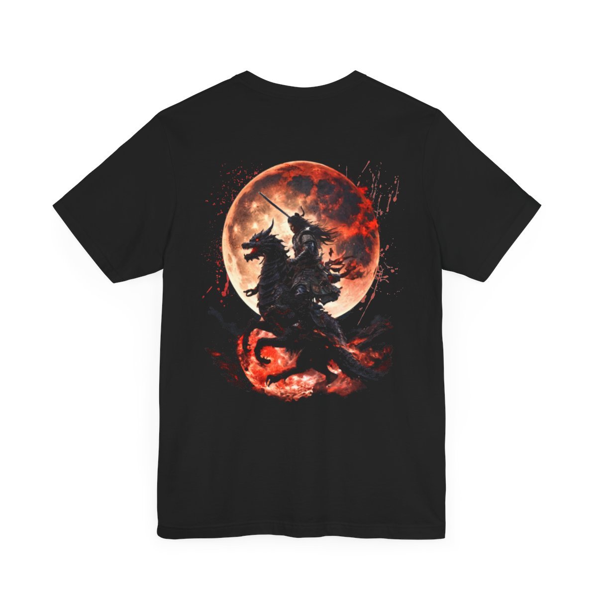 Dragon Rider Riding Across a Blood red Moon Unisex Jersey Short Sleeve Tee - Image 5