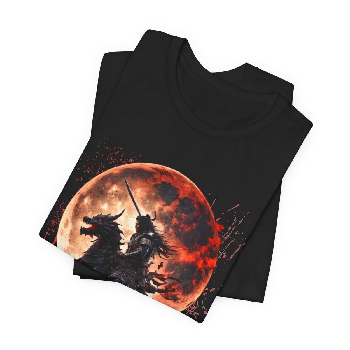 Dragon Rider Riding Across a Blood red Moon Unisex Jersey Short Sleeve Tee - Image 6