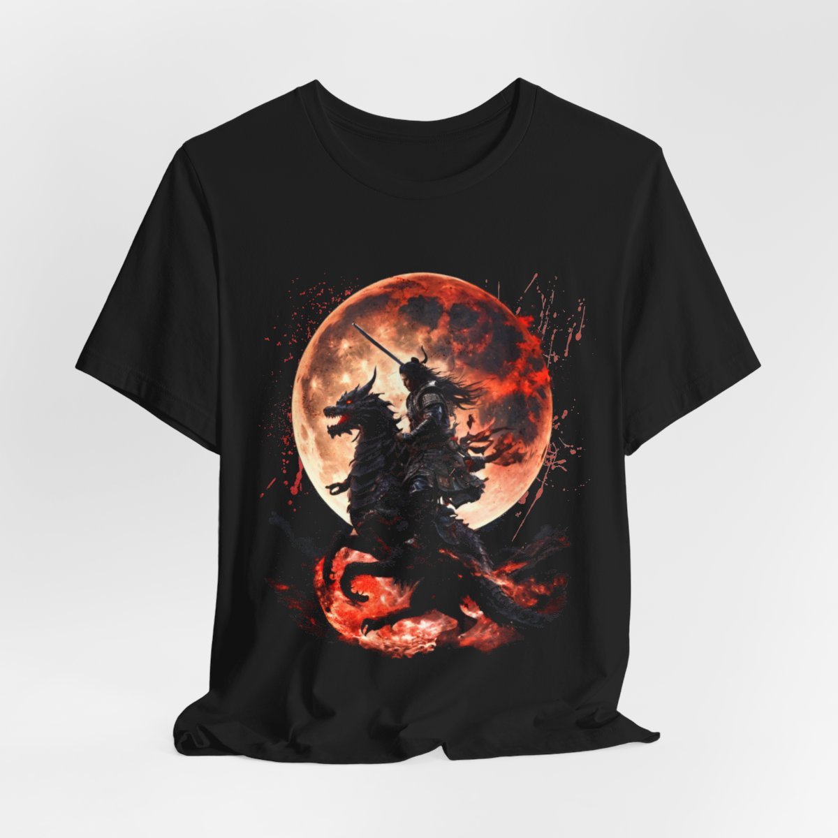 Dragon Rider Riding Across a Blood red Moon Unisex Jersey Short Sleeve Tee - Image 7