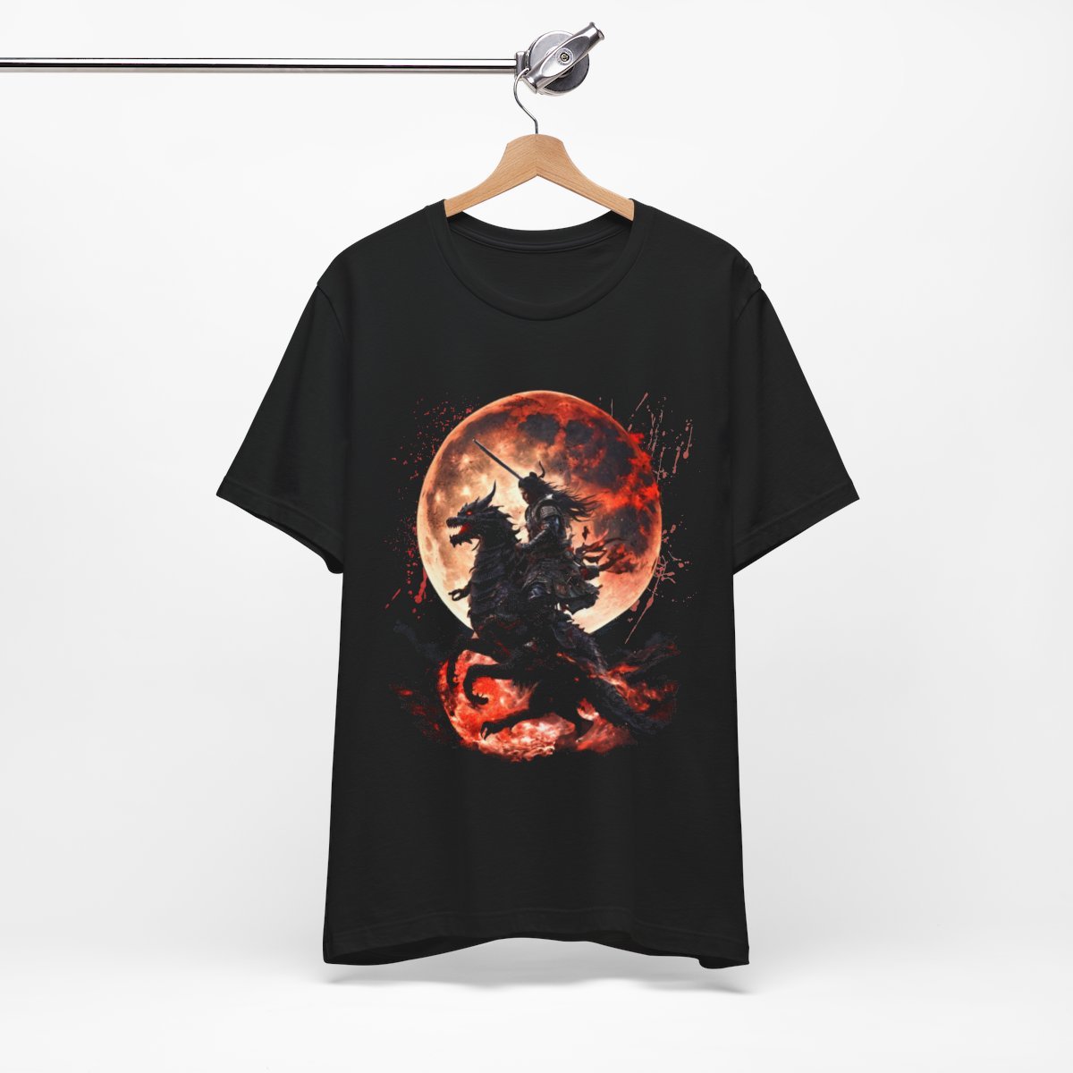 Dragon Rider Riding Across a Blood red Moon Unisex Jersey Short Sleeve Tee - Image 8