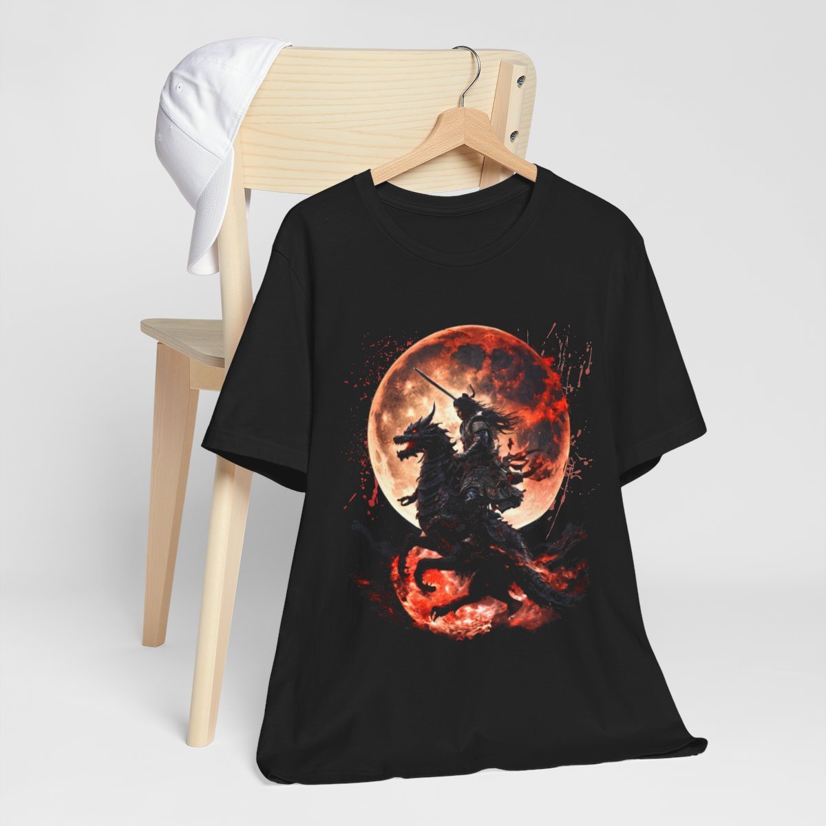 Dragon Rider Riding Across a Blood red Moon Unisex Jersey Short Sleeve Tee - Image 9