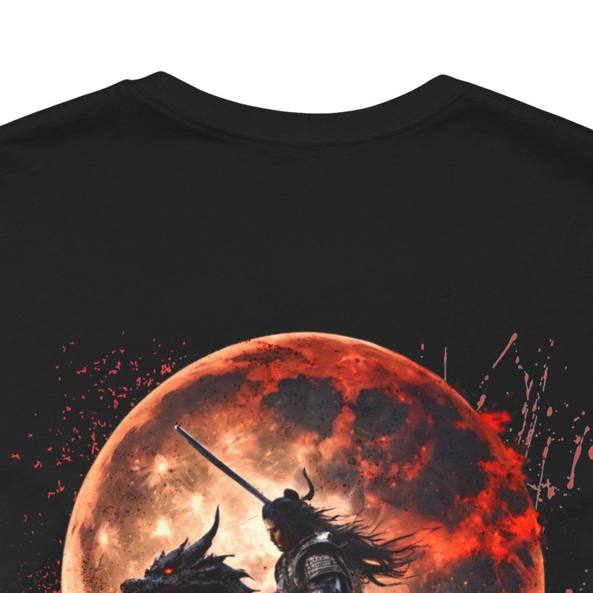Dragon Rider Riding Across a Blood red Moon Unisex Jersey Short Sleeve Tee - Image 11