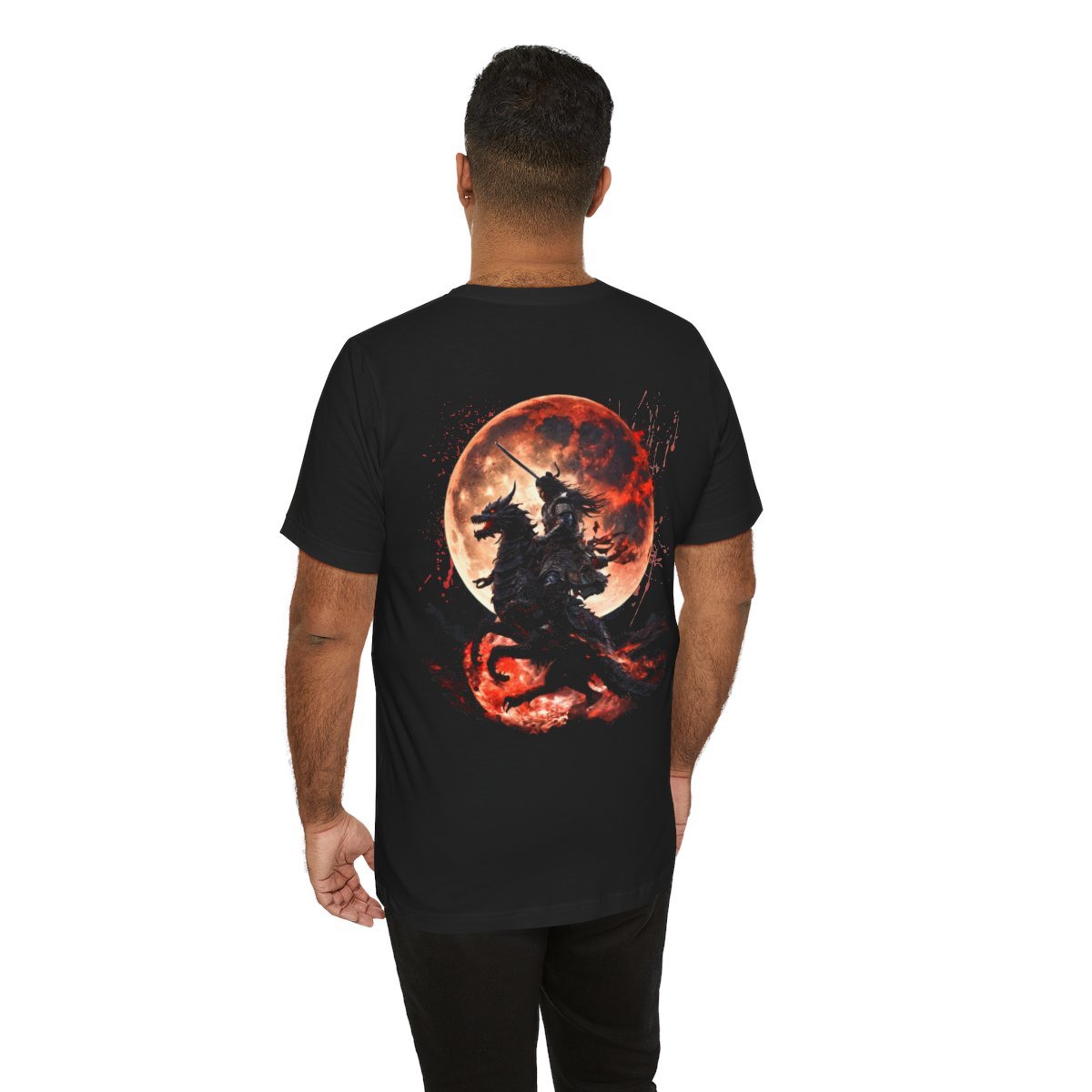 Dragon Rider Riding Across a Blood red Moon Unisex Jersey Short Sleeve Tee - Image 17
