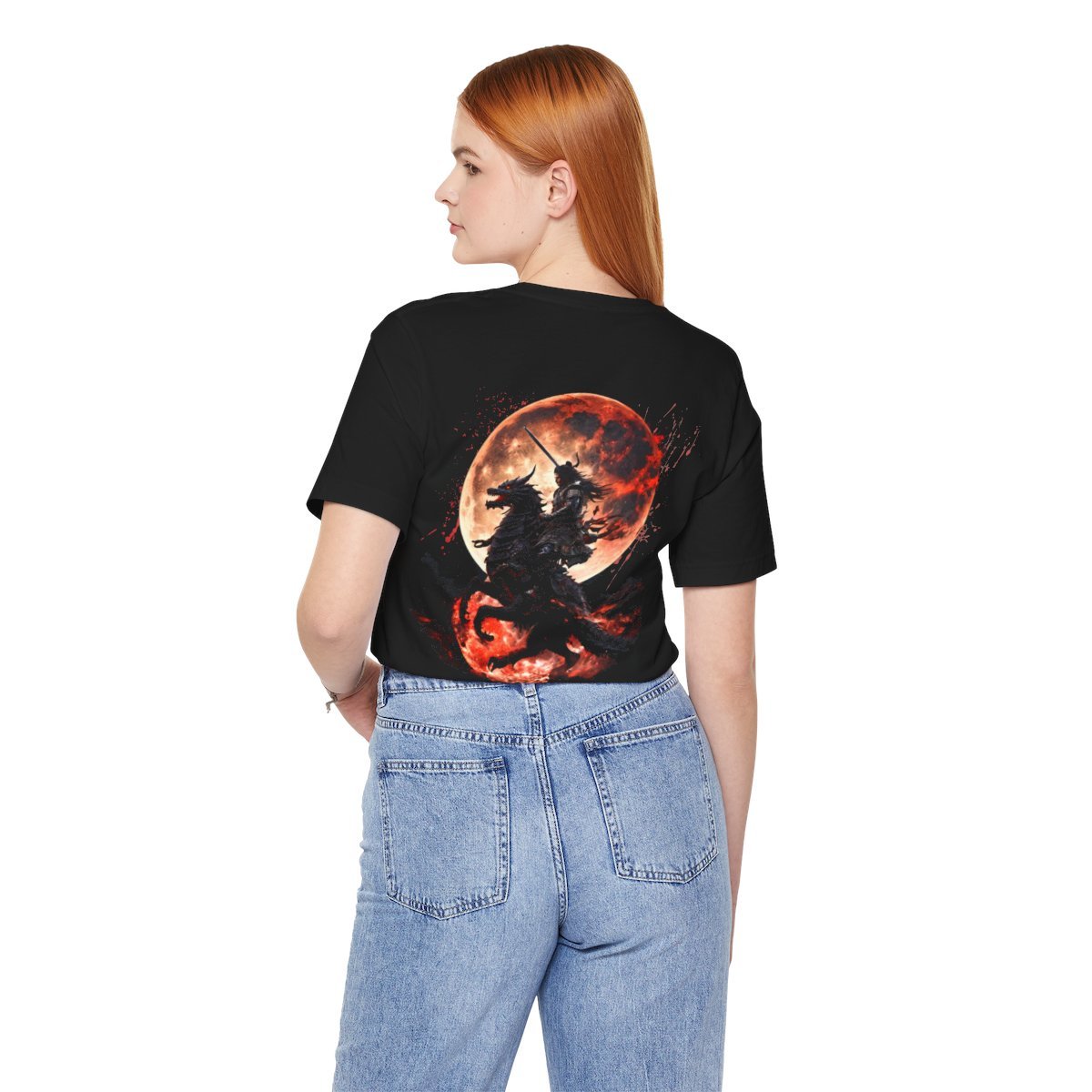 Dragon Rider Riding Across a Blood red Moon Unisex Jersey Short Sleeve Tee - Image 19