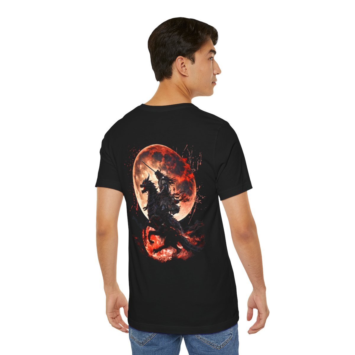 Dragon Rider Riding Across a Blood red Moon Unisex Jersey Short Sleeve Tee - Image 21