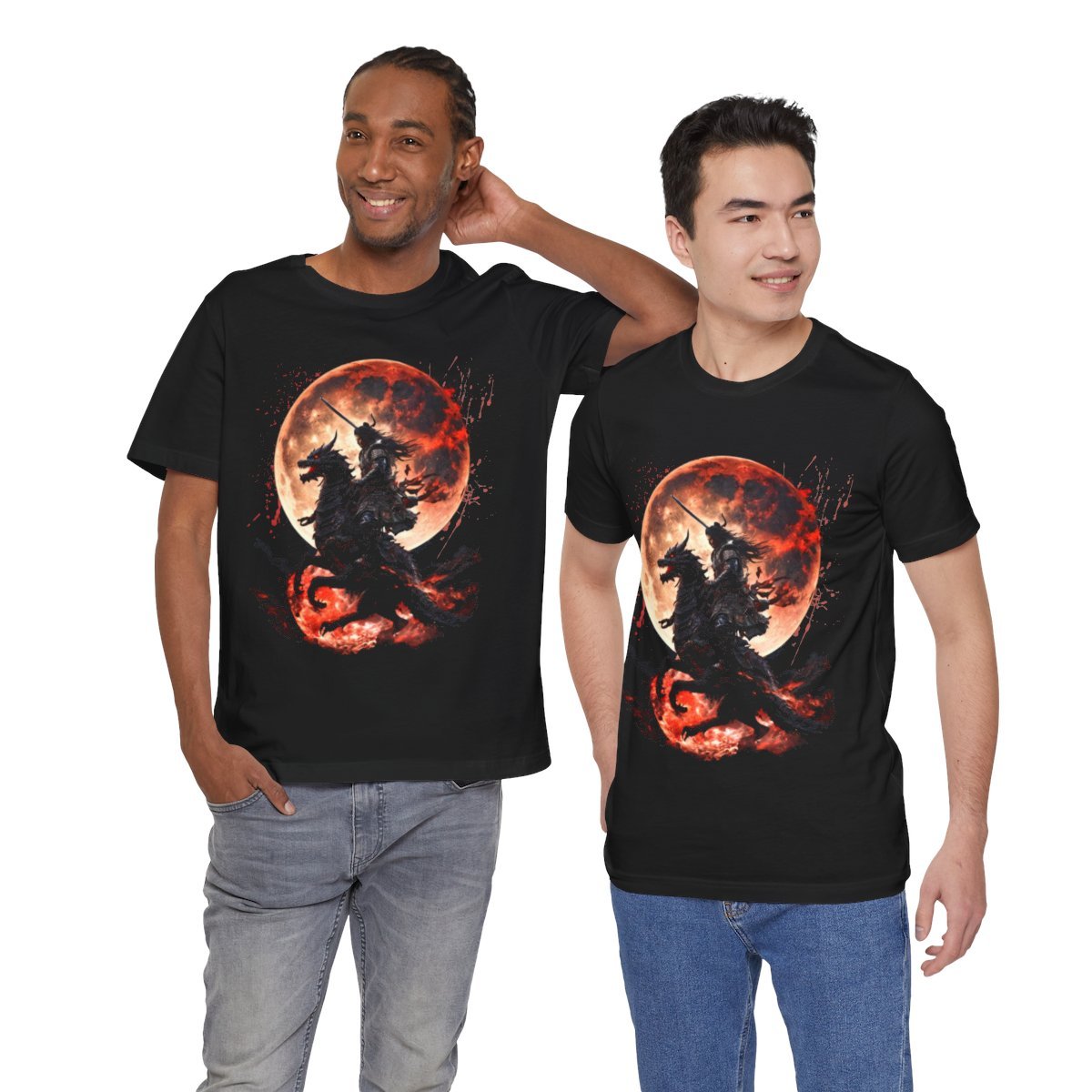 Dragon Rider Riding Across a Blood red Moon Unisex Jersey Short Sleeve Tee - Image 28