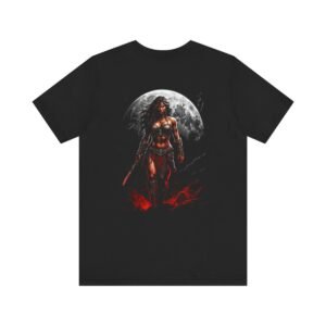 Kaida Black over a Blood Red Moon (Unisex Jersey Short Sleeve Tee)