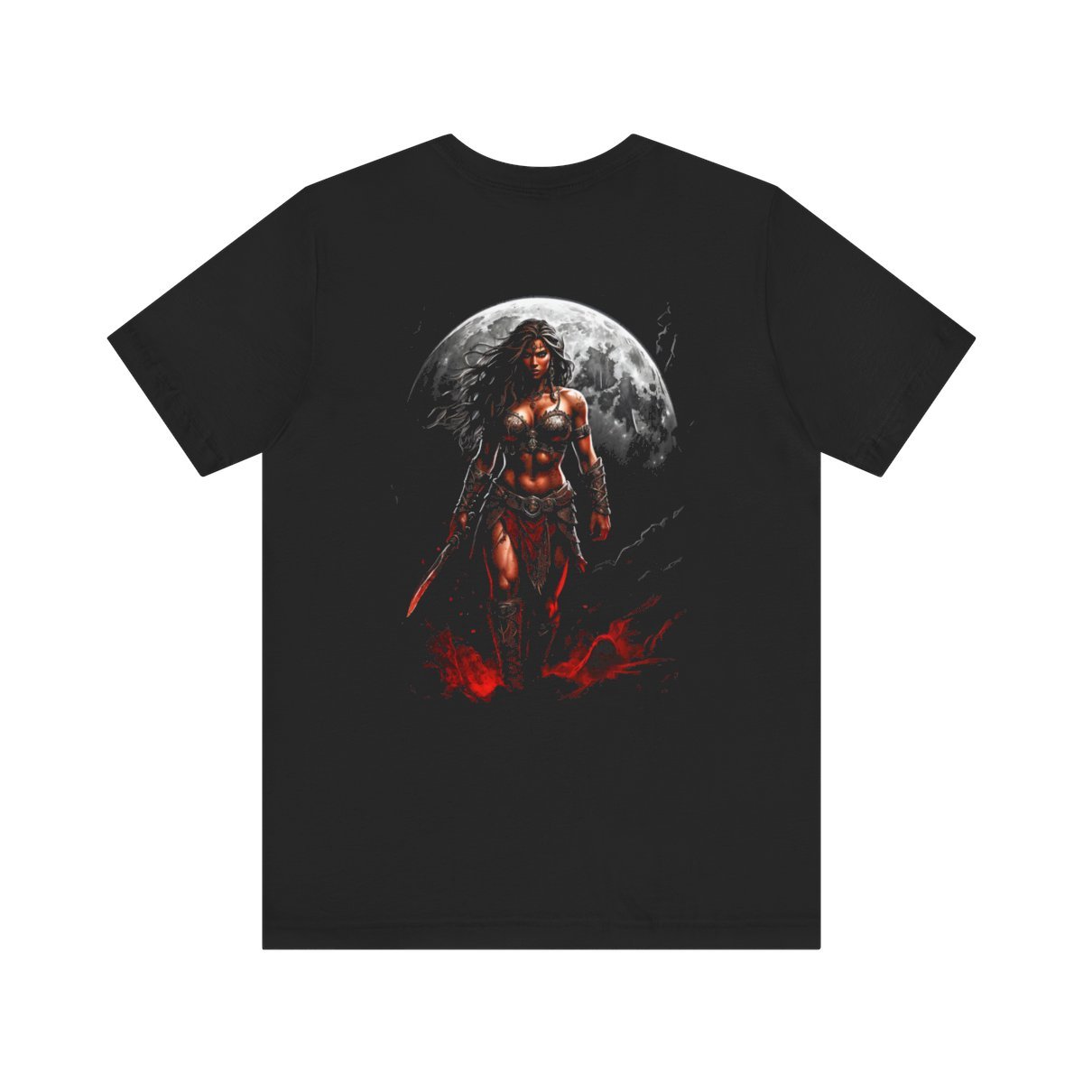 Kaida Black over a Blood Red Moon (Unisex Jersey Short Sleeve Tee)