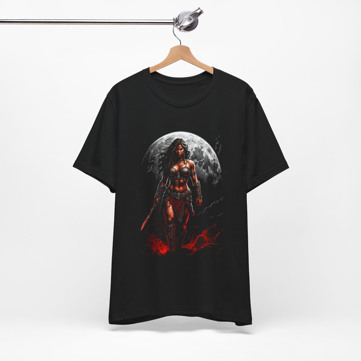Kaida Black over a Blood Red Moon (Unisex Jersey Short Sleeve Tee) - Image 7