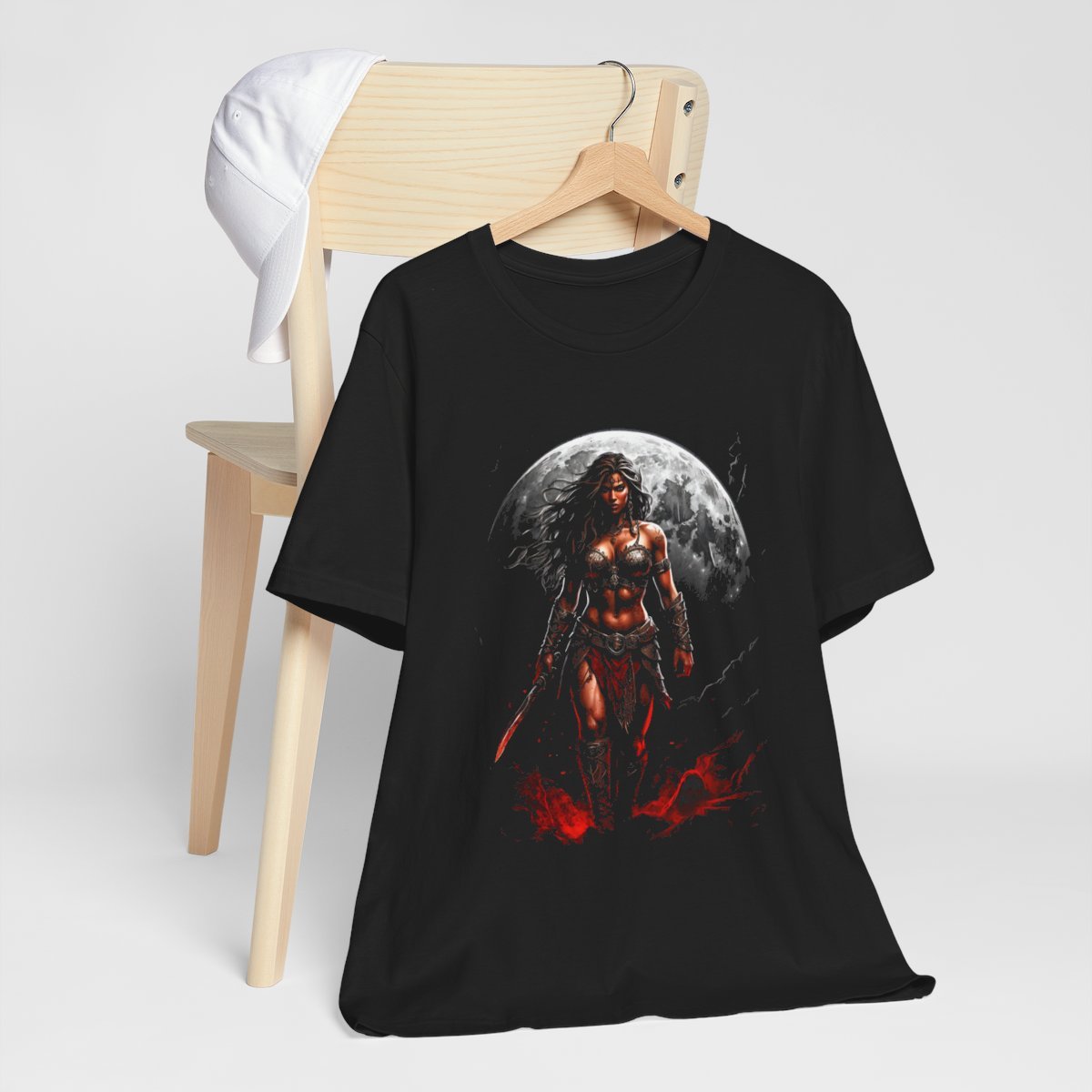 Kaida Black over a Blood Red Moon (Unisex Jersey Short Sleeve Tee) - Image 8
